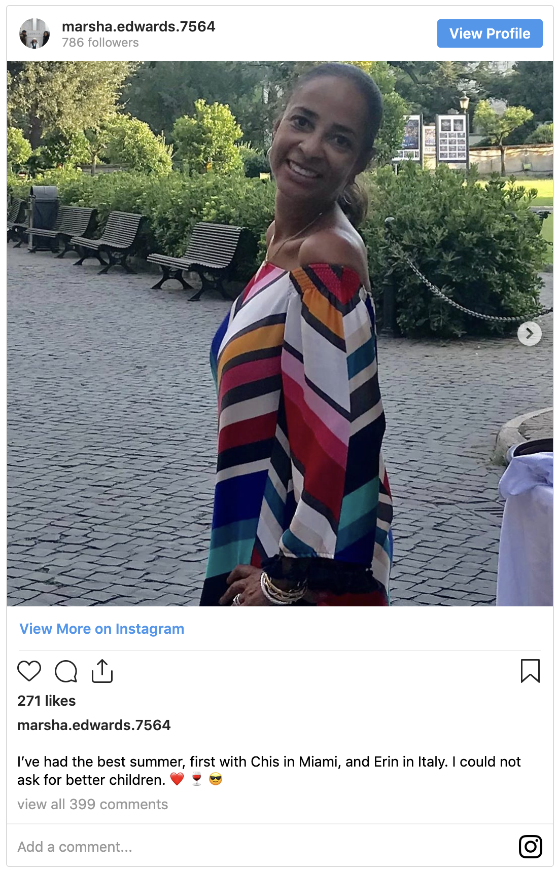 An image of Marsha Edwards is seen.